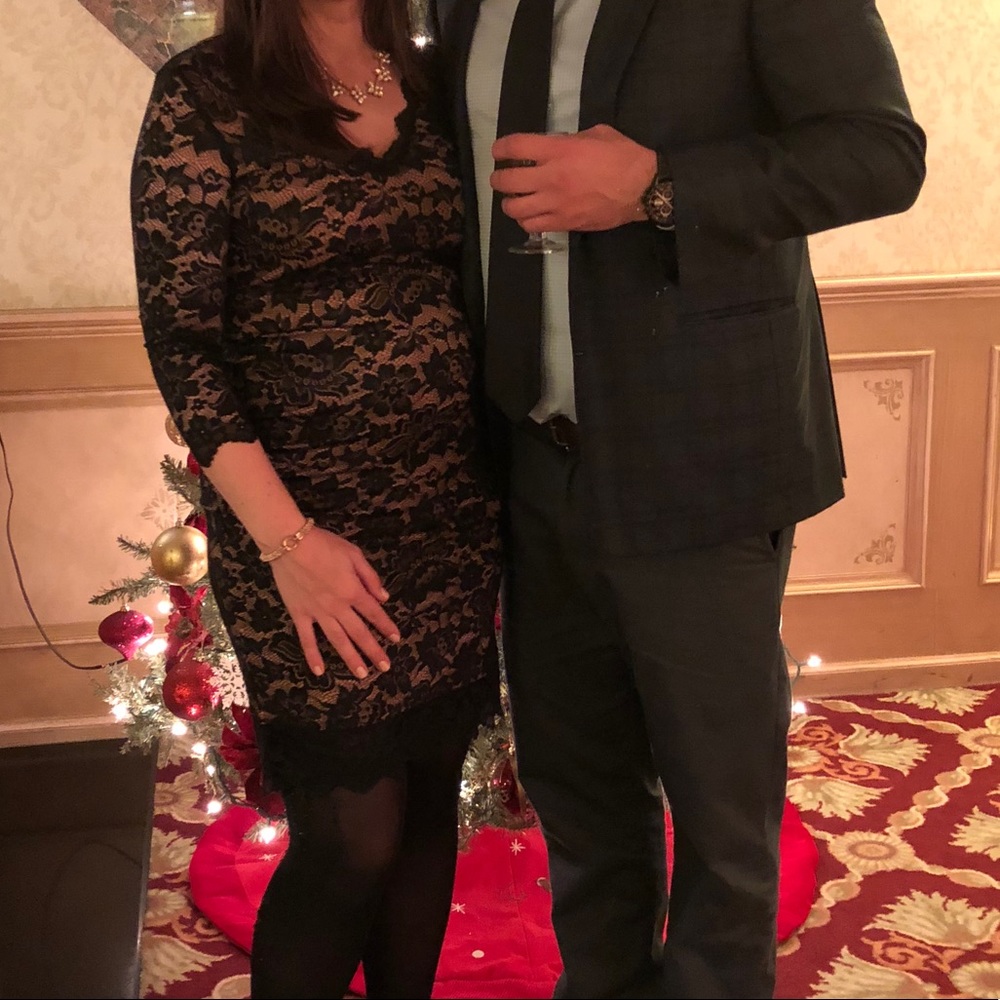 Black lace maternity occasion dress